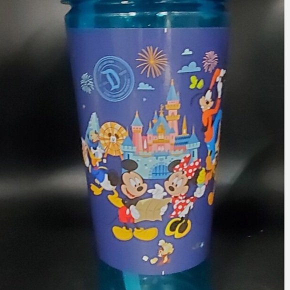 Disney Parks Mickey Minnie Tumbler Cup Disneyland Teal Goofy Pluto Castle NEW - Picture 2 of 5